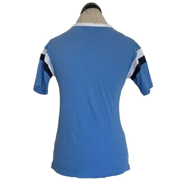 J Crew Womens Blouse Sz XXS Randy Raglan Tee Shirt Baseball Short Sleeve Striped - Picture 2 of 12